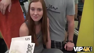 VIP4k. Magnificent young girl loves just sports, money, and intercourse